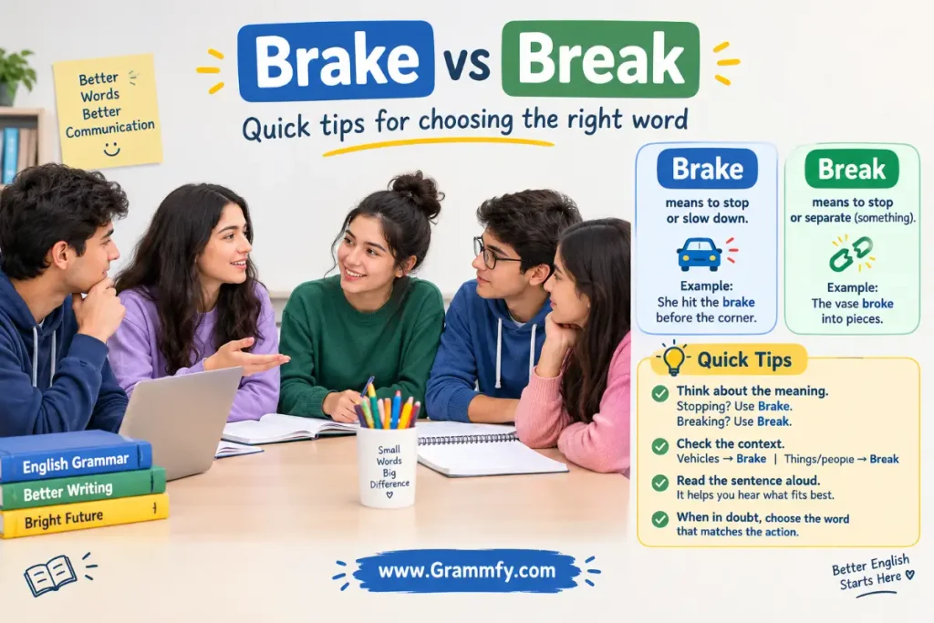 Quick tips for choosing the right word Brake vs Break