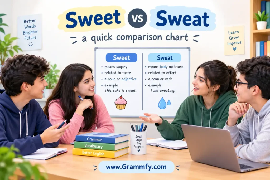 Sweet vs Sweat: a quick comparison chart