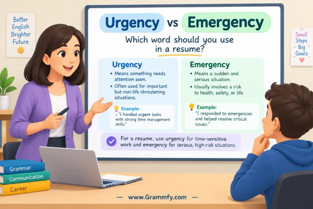 Urgency vs Emergency — which word should you use in a resume?