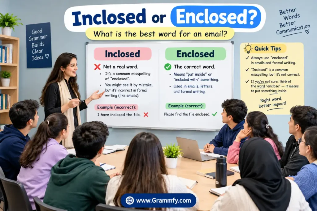 What is the best word for an email Inclosed or Enclosed?