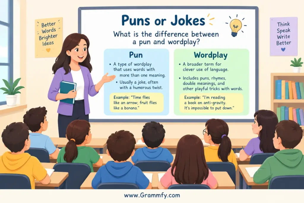 What is the difference between a pun and wordplay?