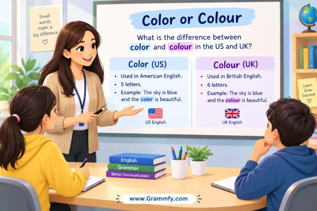 What is the difference between color and colour in the US and UK?