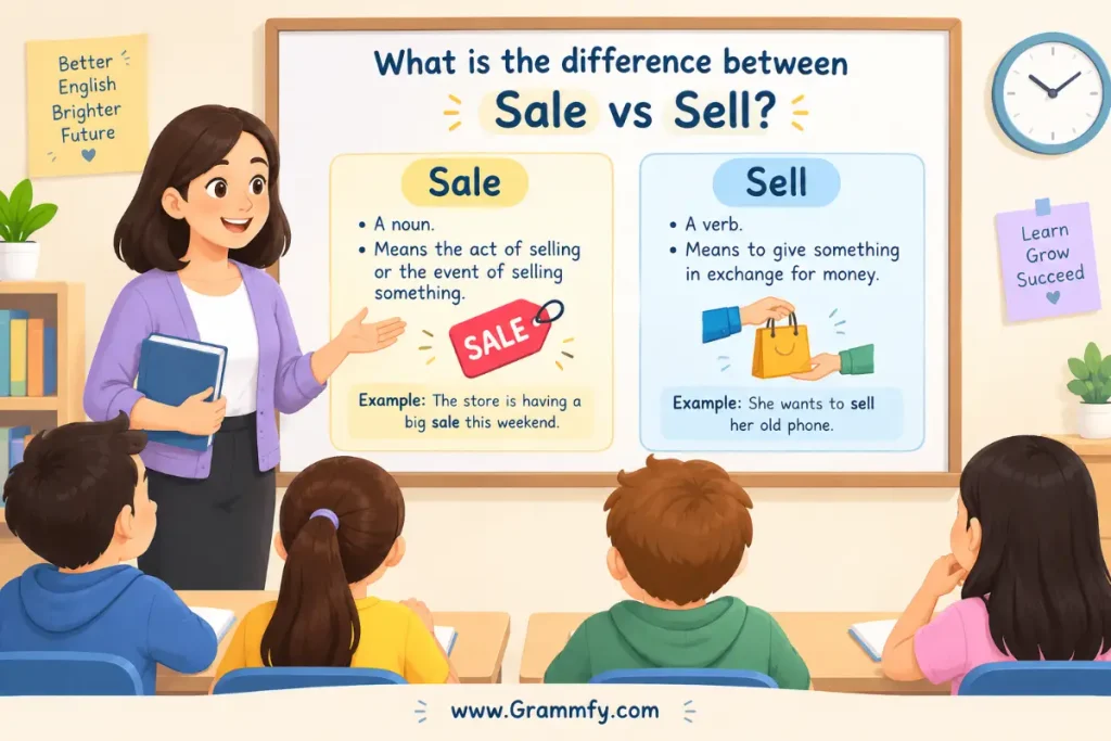 What is the difference between "Sale vs Sell"?
