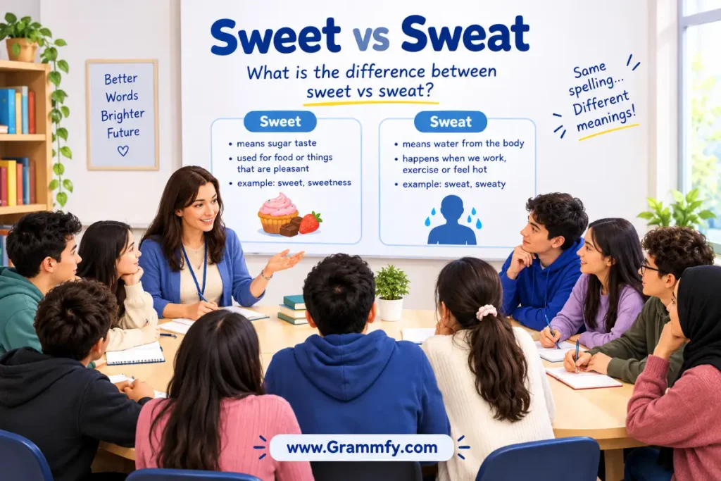 What is the difference between sweet vs sweat?