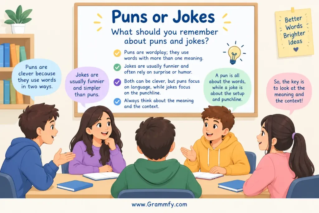 What should you remember about puns and jokes?