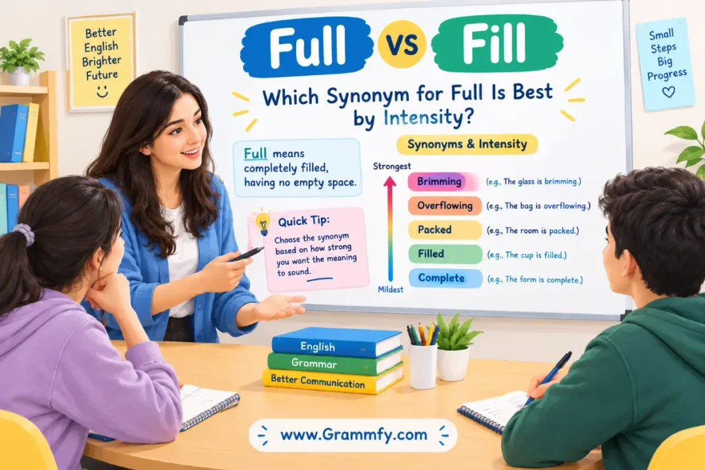 Which Synonym for Full Is Best by Intensity?