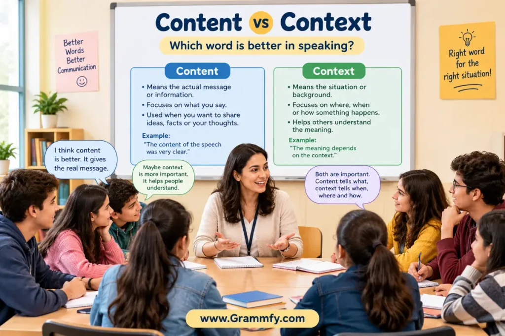 Which word is better in speaking "Content vs Context"?