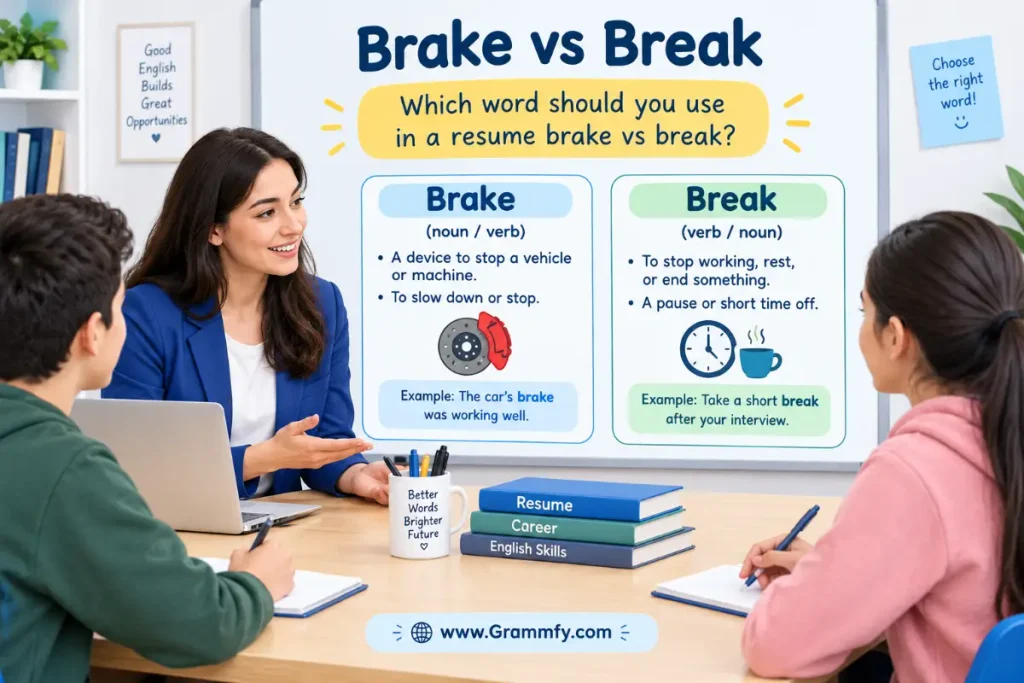 Which word should you use in a resume brake vs break?